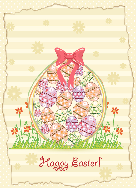 Lovely Eggs Vector Background: Easter Background With Eggs Vector Background Illustration 1