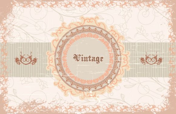 Vintage Vector Image Vector Vintage Label  Floral 1