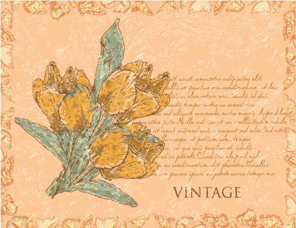 Floral-3, Vintage Eps Vector Vector Vintage Background  Floral 1
