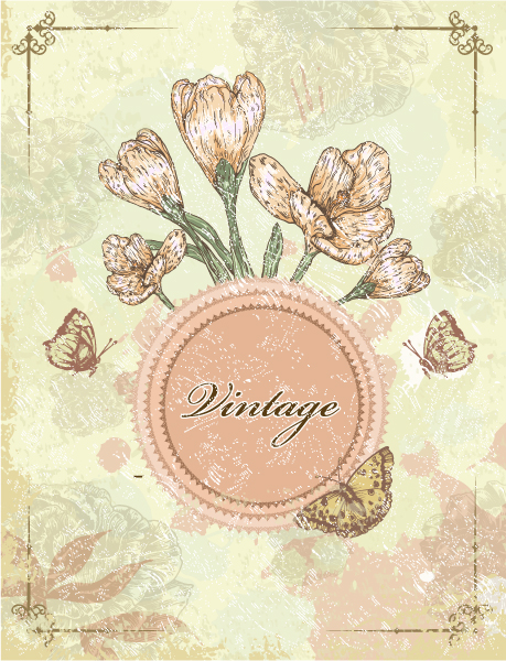 New Butterflies Eps Vector: Eps Vector Vintage Frame With Butterflies 1
