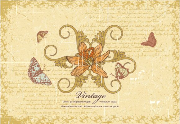 Dirty Vector Vector Vintage Background  Floral 1
