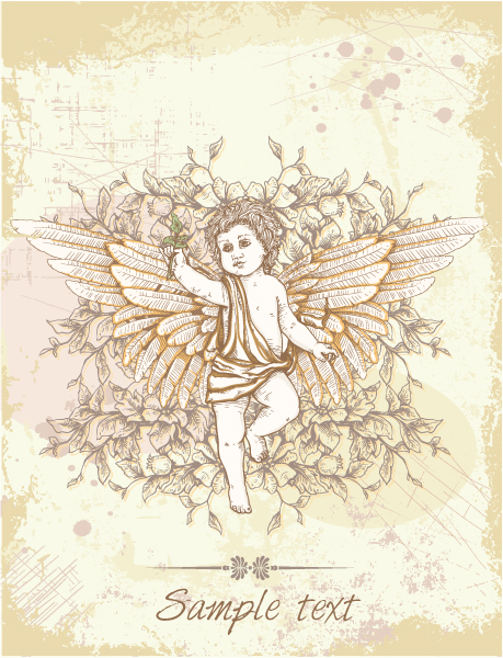 Surprising Creative Vector Illustration: Vector Illustration Vintage Background With Angel 1
