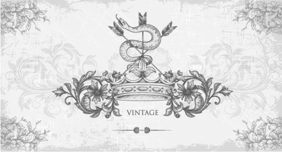 Snake Eps Vector: Eps Vector Vintage Background With Floral 1