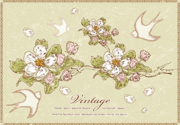 Download Grunge Vector: Grunge Floral Background Vector Illustration 1