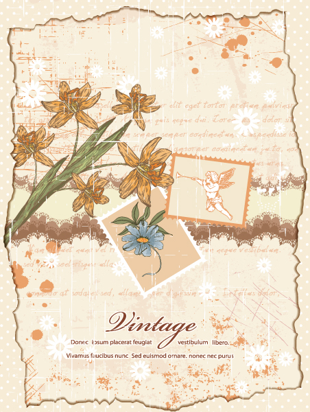 Rusty, Grunge, Flower Vector Background Grunge Floral Background Vector Illustration 1