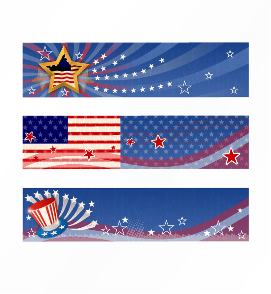 Striking 4th Vector: Vector 4th Of July Banners Set 1