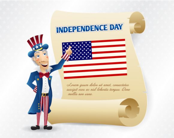 Scroll Vector Background: Vector Background 4th Of July Background With Scroll 1