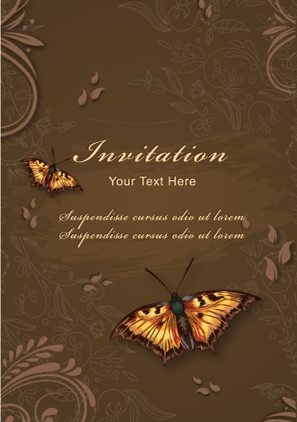 floral vector background illustration with butterfly 1