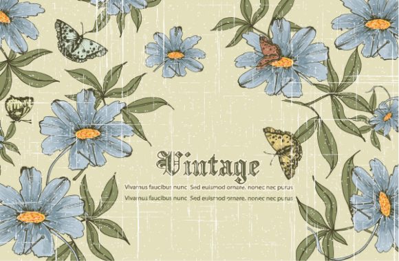 Illustration Vector Image Grunge Floral Background Vector Illustration 1