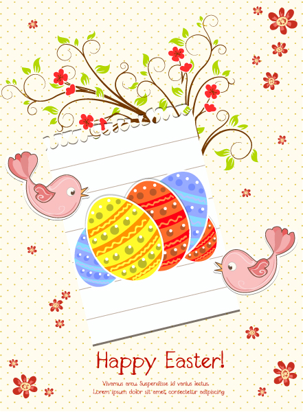 Leaf Vector Design: Easter Background With Birds Vector Design Illustration 1