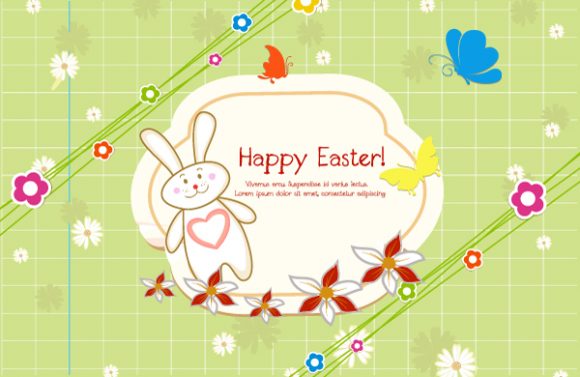 Frame Vector Background: Vector Background Colorful Frame With Bunny 1