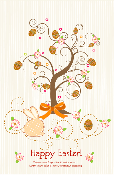 New Creative Vector Design: Vector Design Easter Background With Tree 1
