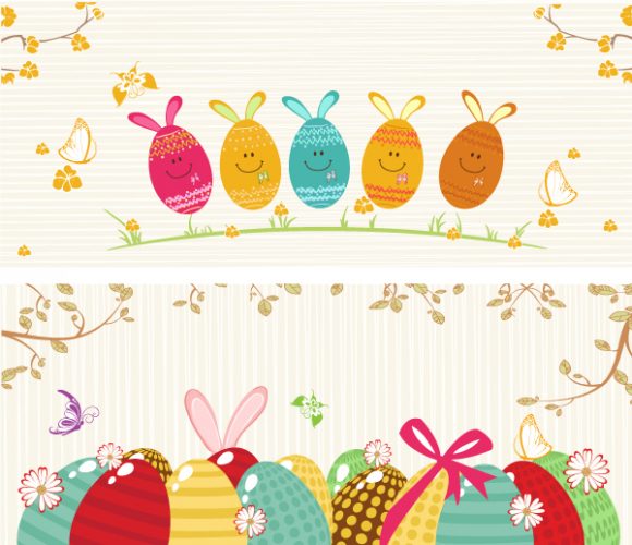 Special Flower Vector Design: Vector Design Easter Background With Eggs 1