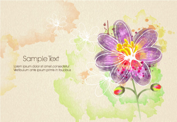 Insane Watercolor Vector Graphic: Watercolor Floral Background Vector Graphic Illustration 1