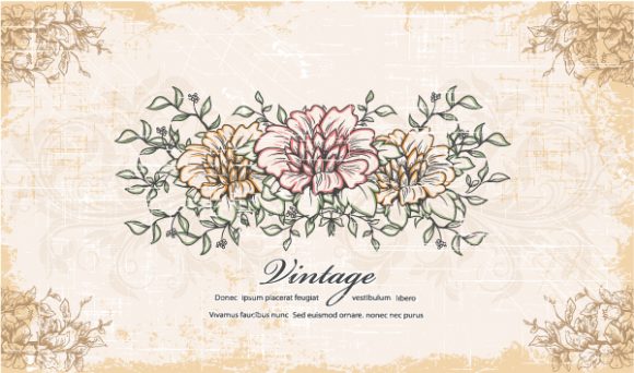 vector vintage background with floral 1