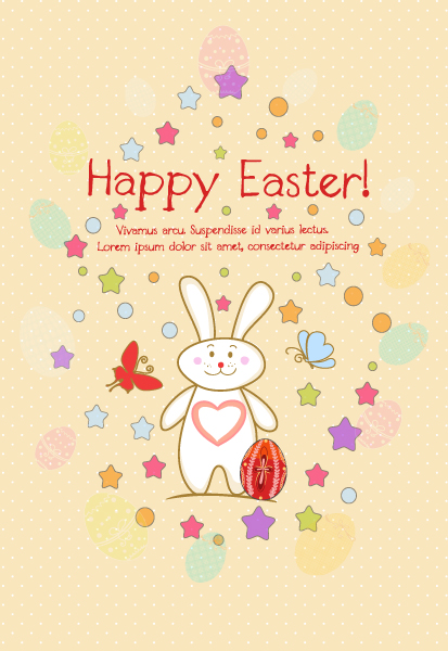 Bunny Vector Background: Bunny With Egg Vector Background Illustration 1