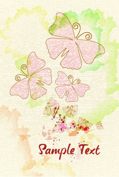 Awesome Illustration Vector Background: Butterflies With Grunge Vector Background Illustration 1