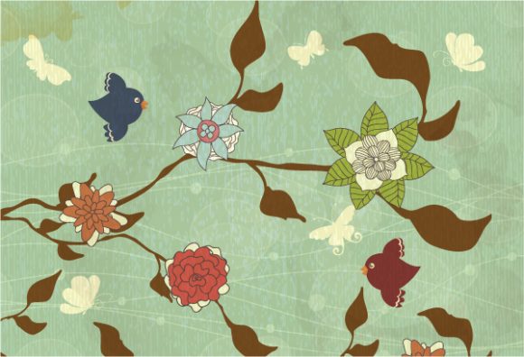 Download Illustration Vector Artwork: Grunge Floral Background Vector Artwork Illustration 1