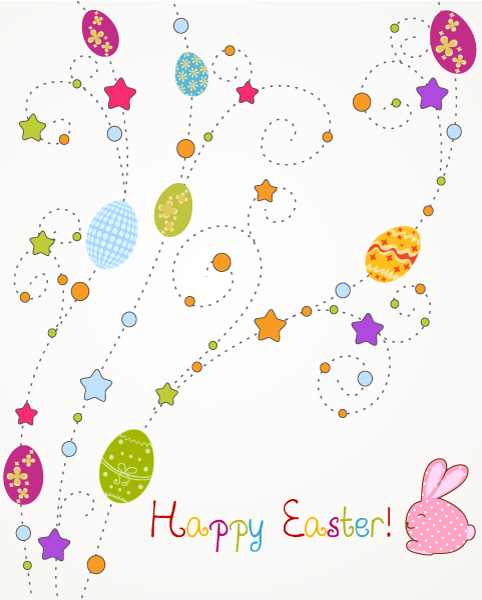 Bold Spring Vector: Eggs With Stars Vector Illustration 1