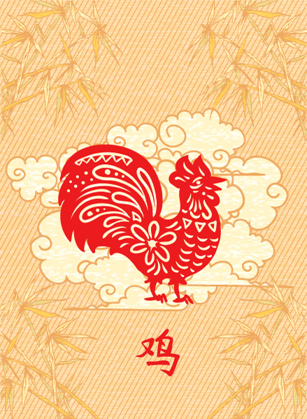 Surprising Floral Vector Background: Vector Background Abstract Rooster With Floral 1