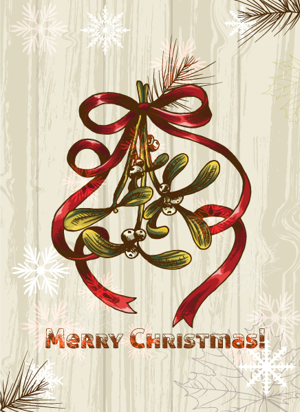 Christmas illustration with mistletoe 1
