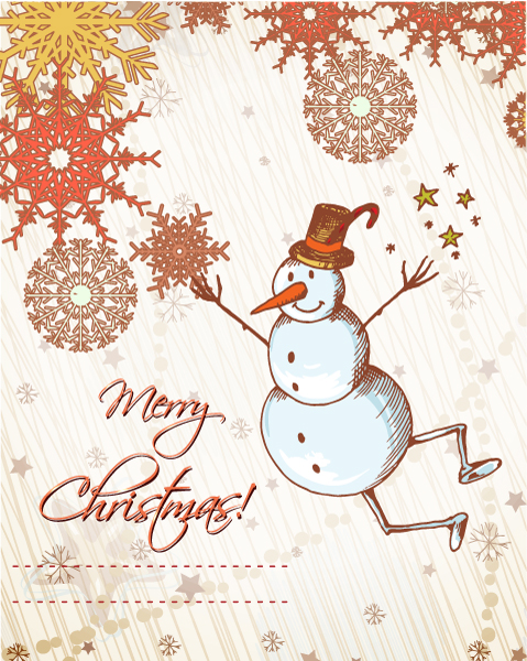 Unique Christmas Vector Image: Christmas Vector Image Illustration With Snow Man 1