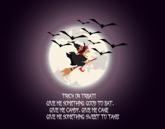 Halloween Vector Image: Halloween Background With Witch Vector Image Illustration 1