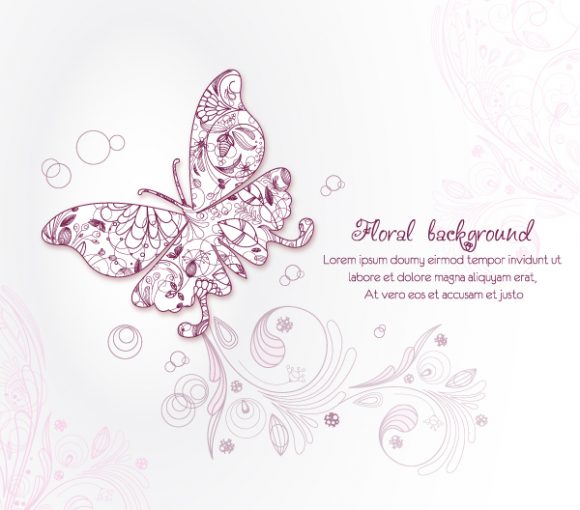 Brilliant Butterflie Vector Image: Floral Background Vector Image Illustration With Butterflie 1