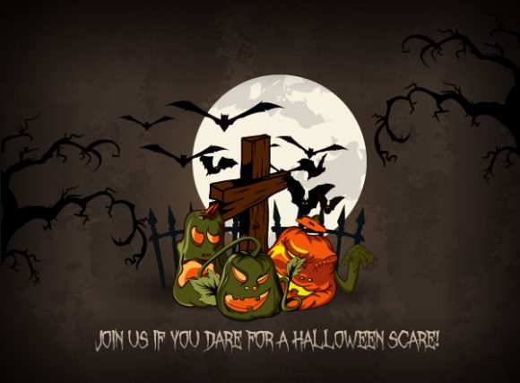 vector halloween background with pumpkins 1