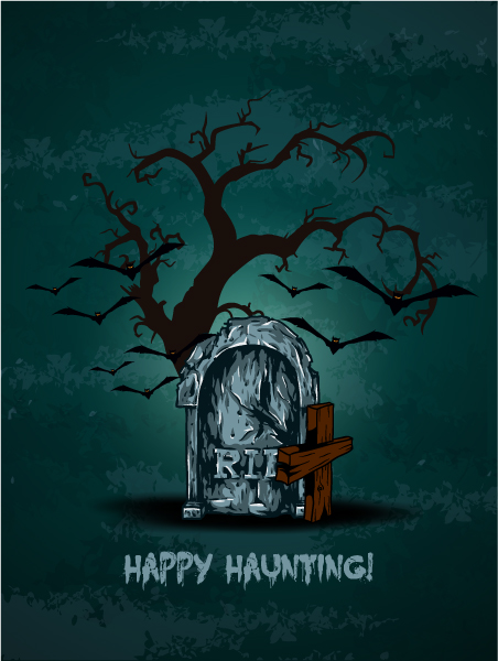 vector halloween background with graveyard 1