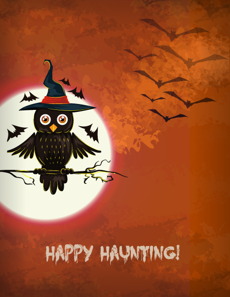 vector halloween background with owl 1