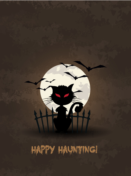 vector halloween background with cat 1