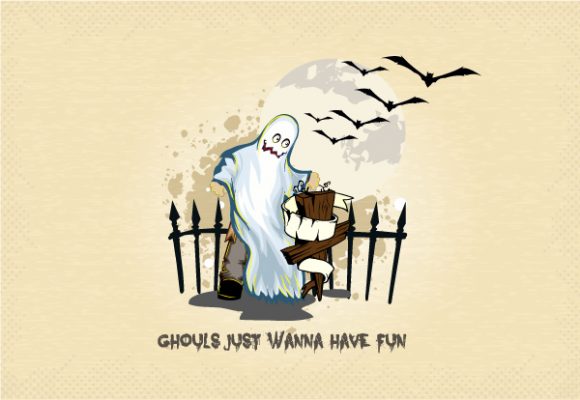 vector halloween background with gost 1