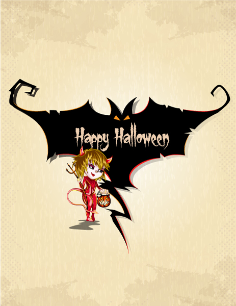 Lovely In Vector Artwork: Vector Artwork Halloween Background With Girl In Costume 1