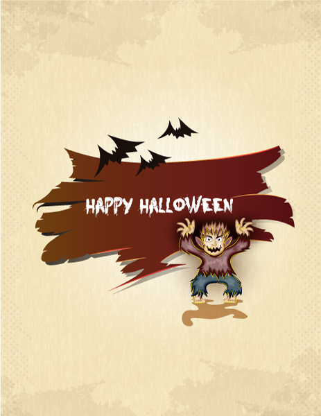 vector halloween background with werewolf 1