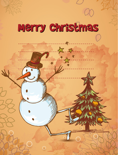 Striking Christmas Vector Artwork: Christmas Vector Artwork Illustration With Christmas Tree And Snow Man 1