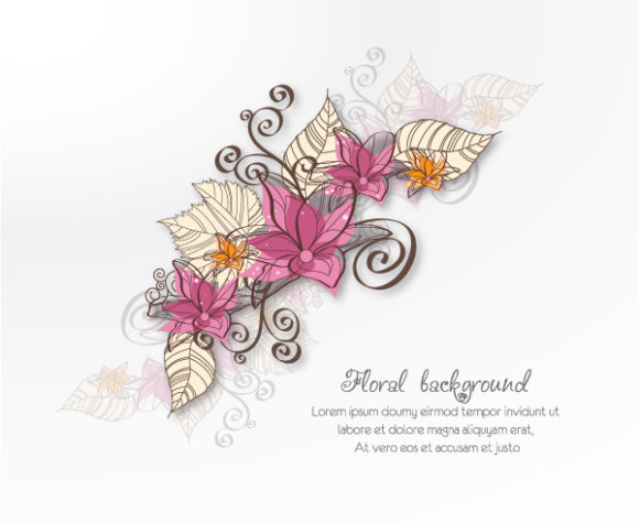 Stunning Design-2 Vector Graphic: Floral Vector Graphic Background Illustration With Doodle Flowers 1