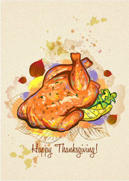 Leaf Vector Design Vector Thanksgiving Illustration  Cooked Turkey 1