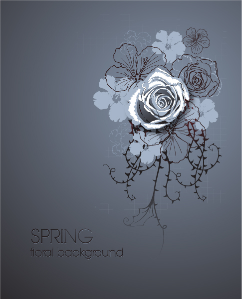 Illustration, Spring, Roses Eps Vector Floral Vector Illustration  Spring Flowers 1