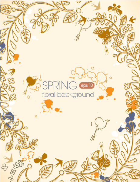 spring vector illustration with butterflies 1