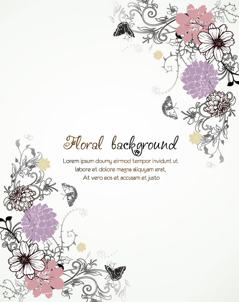 Download Floral Vector Image: Floral Vector Image Background With Floral Elements And Butterflies 1