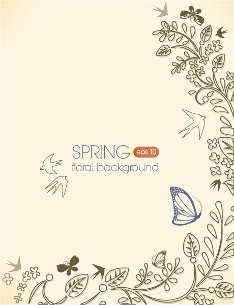 Gorgeous Floral Vector Background: Floral Vector Background Background With Floral Elements And Butterflies 1