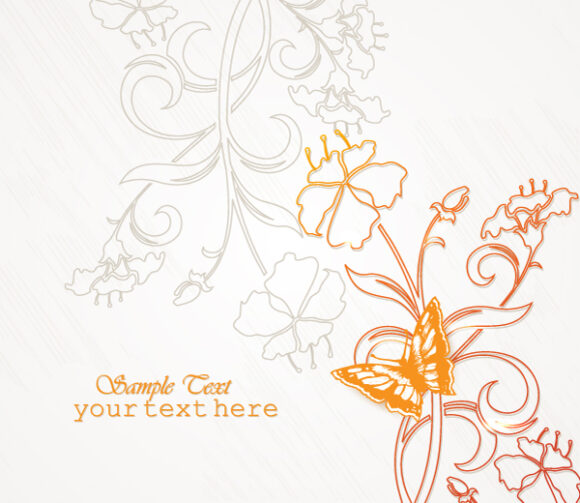 Floral, Butterfly Vector Floral Vector Background  Butterfly 1