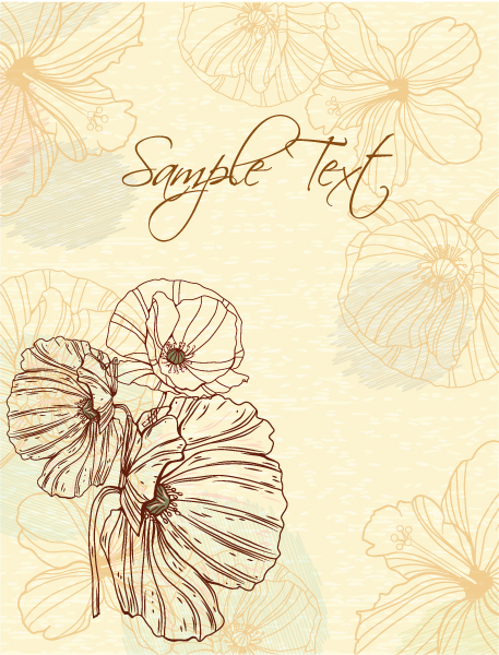 floral vector background with poppy 1