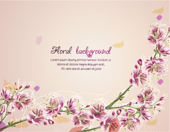 floral vector background illustration with branches 1