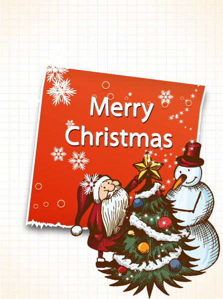 Christmas vector illustration with sticker 1