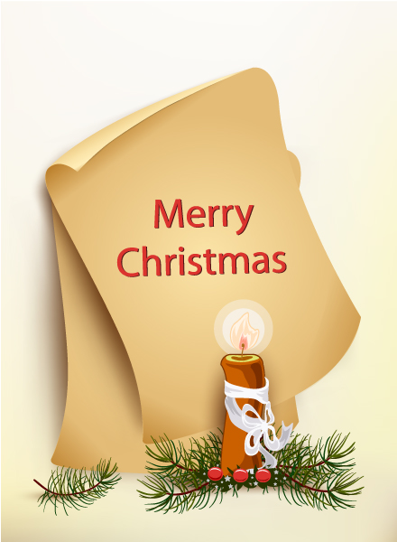 Smashing Old Vector Image: Christmas Vector Image Illustration With Old Paper And Candle 1
