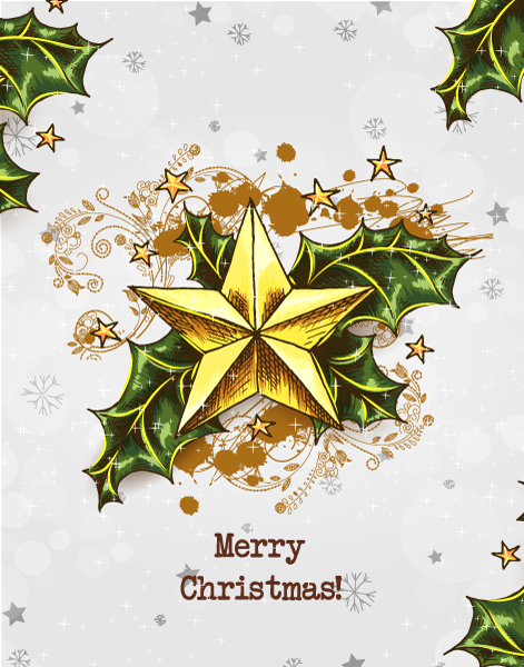Bold Christmas Vector Art: Christmas Vector Art Illustration With Christmas Star And Holly Berry 1