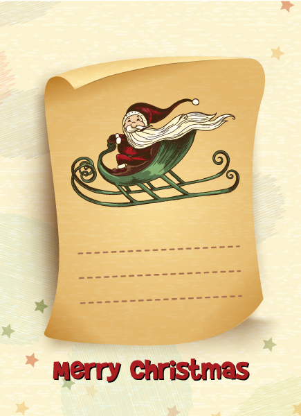 Awesome Christmas Vector: Christmas Vector Illustration With Scroll And Santa 1