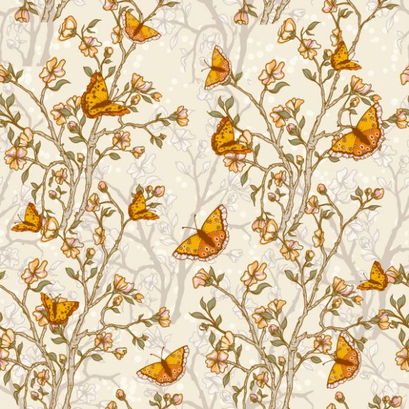 Surprising Seamless Vector Illustration: Vector Illustration Seamless Floral Background With Butterflies 1